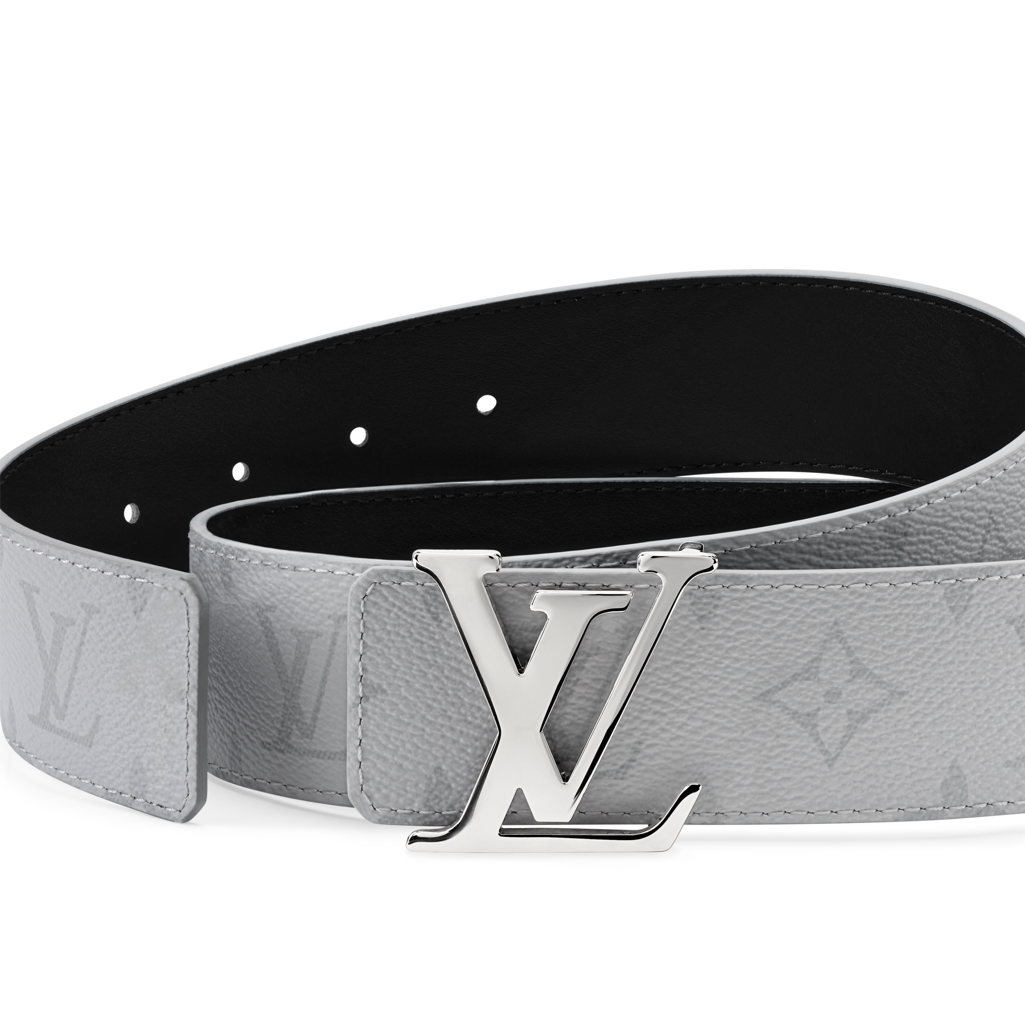ルイ・ヴィトン モルタルホワイト レザーベルト P55 LV Initiales Monogram 40mm Reversible Belt Monogram Canvas